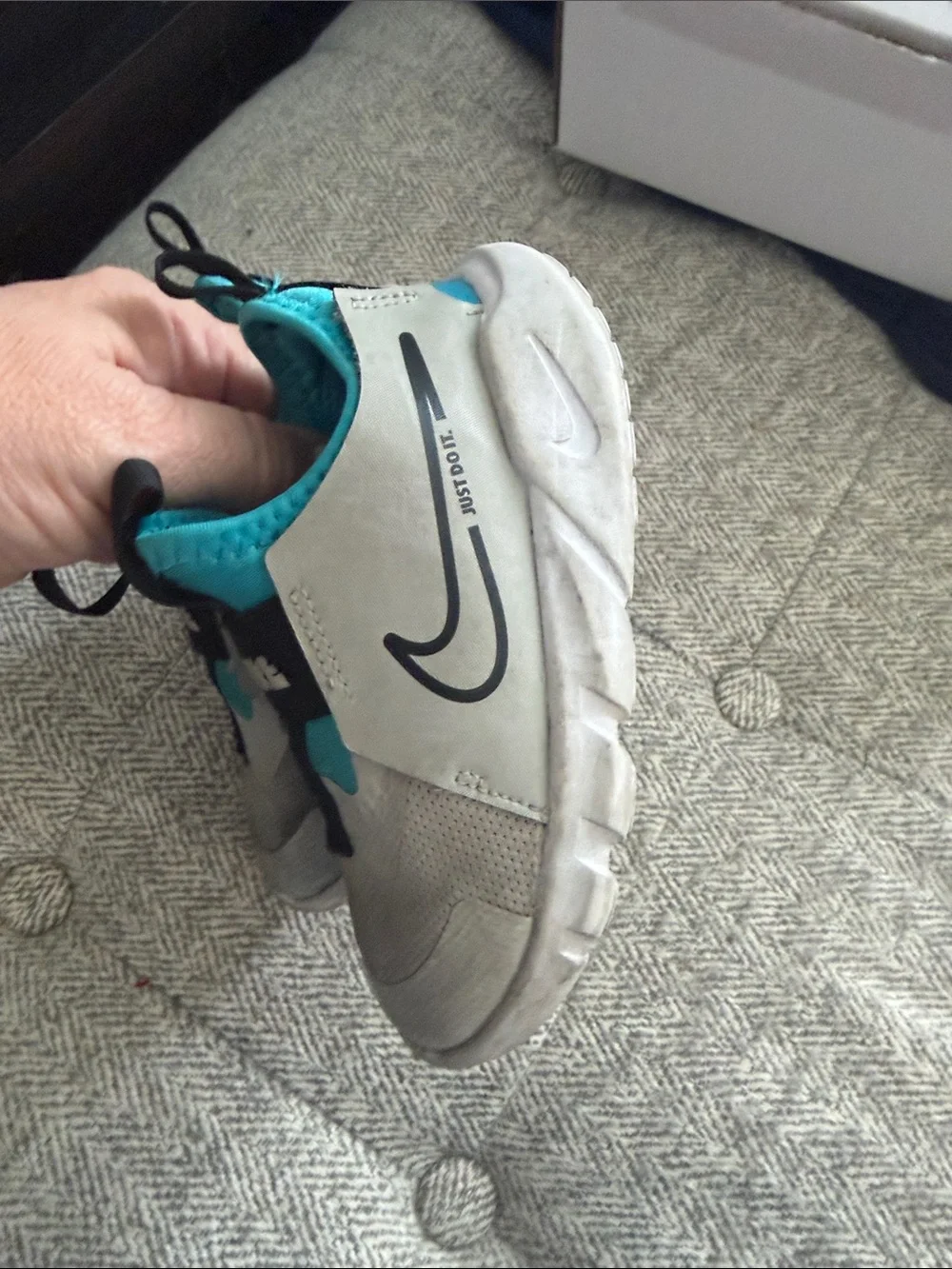 Nike Kids Slip-On Sneakers in Teal and Light Gray